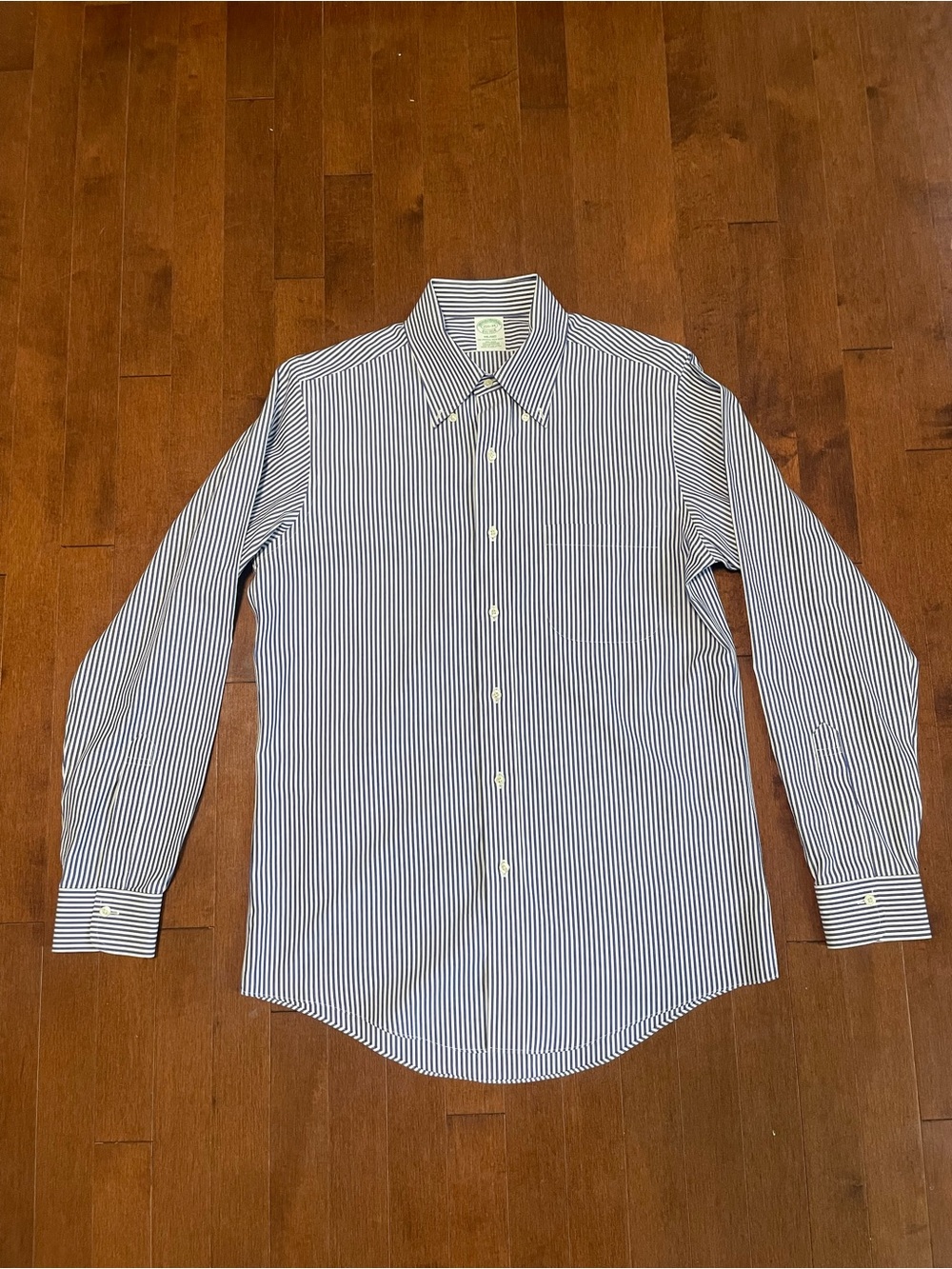 Brooks Brothers Milano fit Blue and White Vertical Stripe Button down Shirt